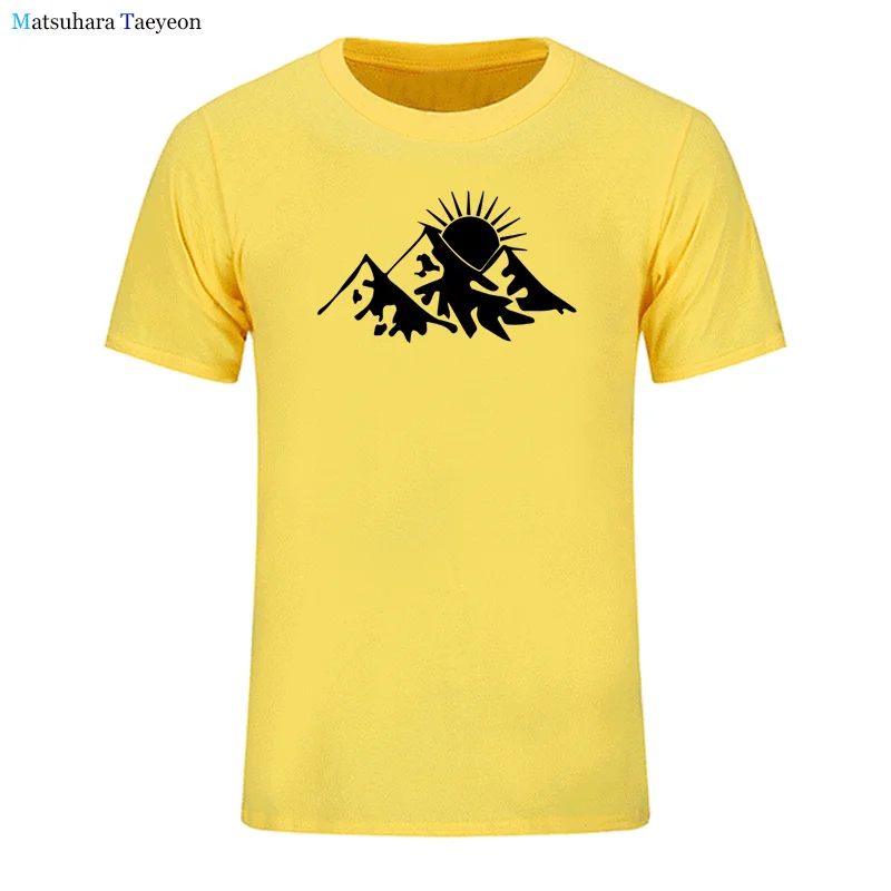 

Summer New Short-sleeved T Shirts Men Funny Cartoon Mountain Prined Casual Harajuku T-shirt Cotton O-Neck Plus Sized T Shirt
