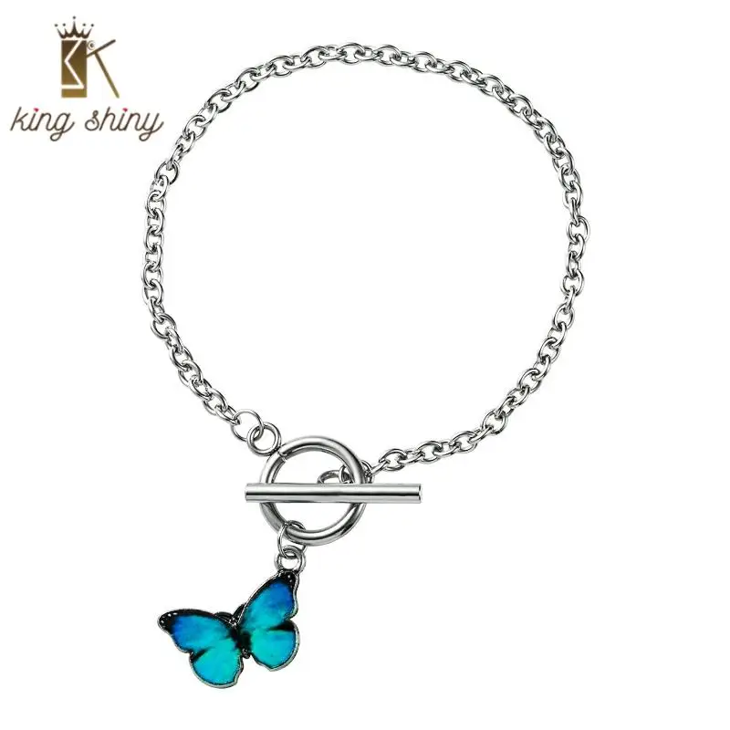 

Temperament Butterfly Charm Bracelet for Woman Elegant Blue Animal Bracelt Word Buckle Chain Woman Party Jewelry Accessories