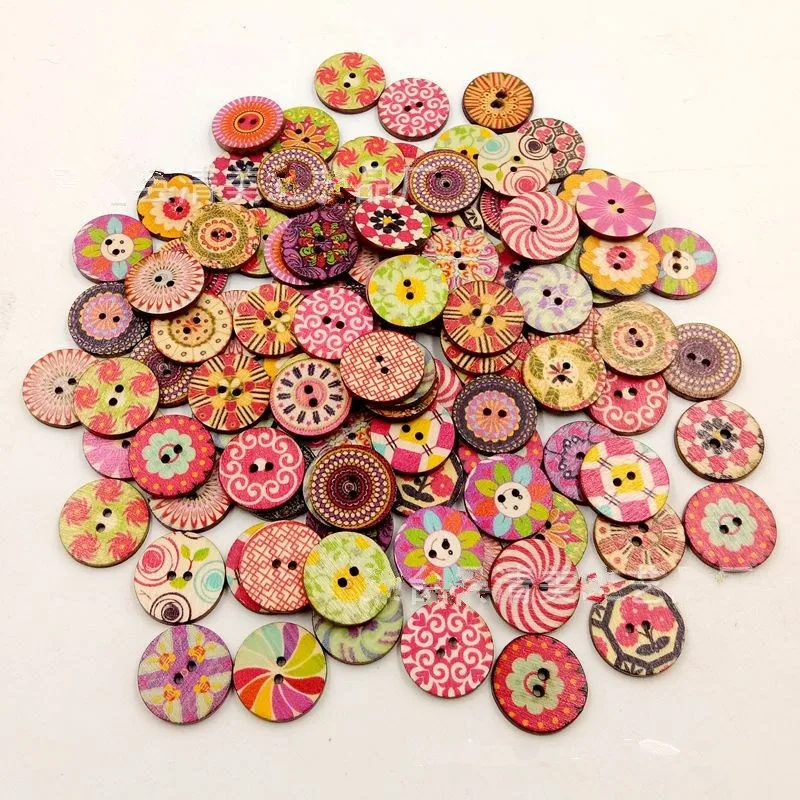 

20 Pcs Wooden Button for Kids DIY Handmade Craft Toy Creative DIY Beads Charm Decoration