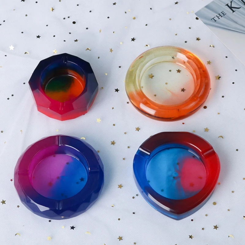 

4 Pcs Different Shapes Ashtray Mold Epoxy Resin Silicone Molds for DIY Casting
