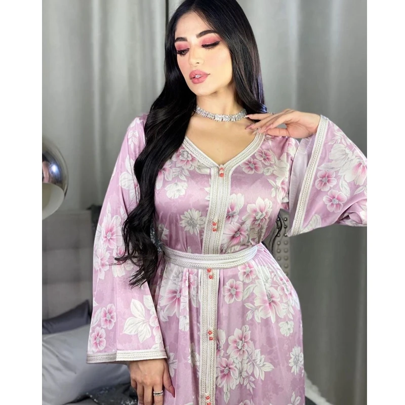 

Платье-макси Lugentolo женское с длинным рукавом, элегантное модное свободное Повседневное платье-трапеция в пол, мусульманская абайя с принтом