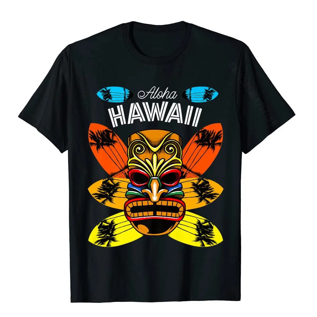 Aloha-Camiseta Hawaiana de Tiki y tablas de surf para hombre, Camisa de algodón estampada, divertida, para amantes de las vacaciones, Premium