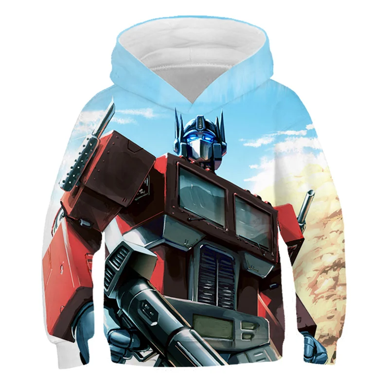 

Transformers Children's Hoodie 3D Optimus Prime Hoodie Boy Girl Hornet Movie Casual Fashion Top Harajuku Fun O-Neck Kid Costume