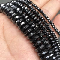 faceted rondelle natural black hematite stone beads flat loose spacer beads for jewelry making diy bracelet accessories 15inches