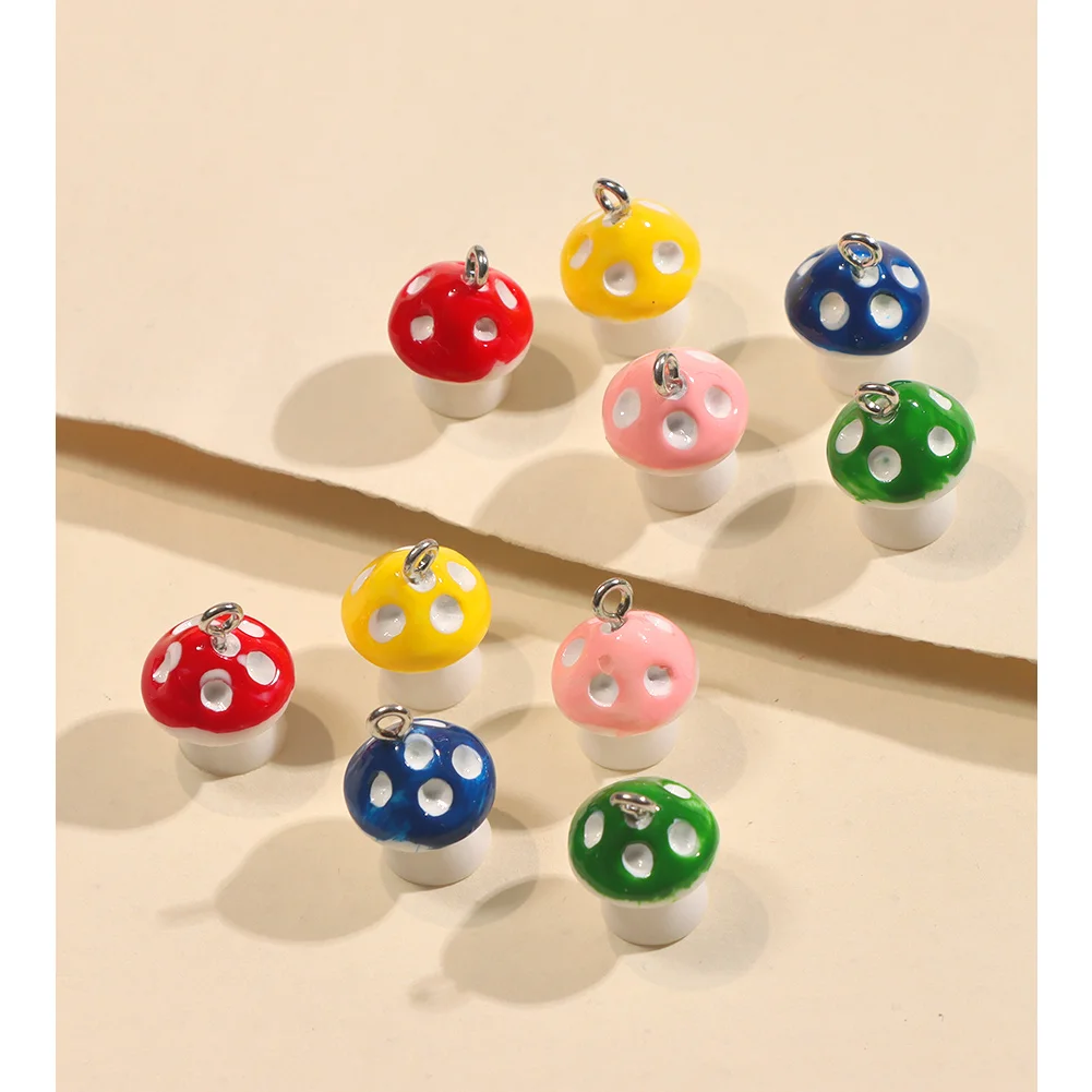 

10Pcs/Lot Colorful Mushroom Plant Resin Charms DIY Findings Earrings Keychain Bracelets Pendant Necklace For Jewelry Making