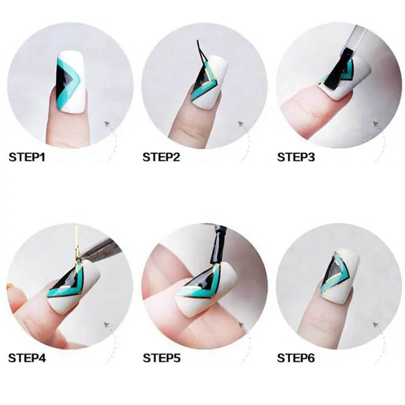 1PC 8m Gold Silver Thread Nail Stickers Decor with Glue Self-Adhesive Smile Line Laser Ray Beauty Makeup Manicure Tools | Красота и