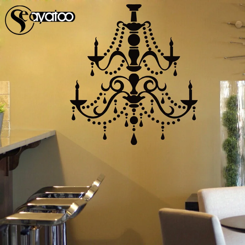 Винтажная потолочная лампа люстра Виниловая наклейка на стену светильник в виде