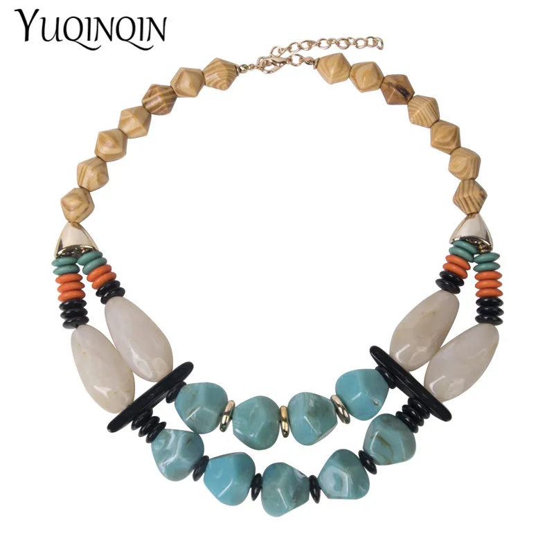 Короткое модное ожерелье с бусинами для женщин акриловое Африканским зеленым