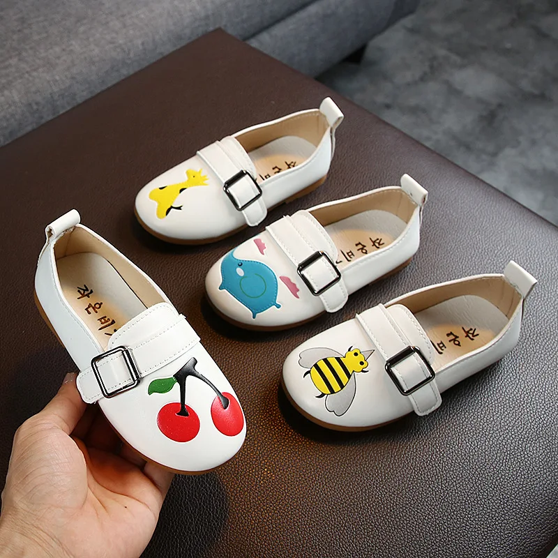 Spring Autumn Girls Cartoon Sports Shoes Baby Toddler Kids Fashion White Children Cherry Bee Soft Bottom Peas | Детская одежда и