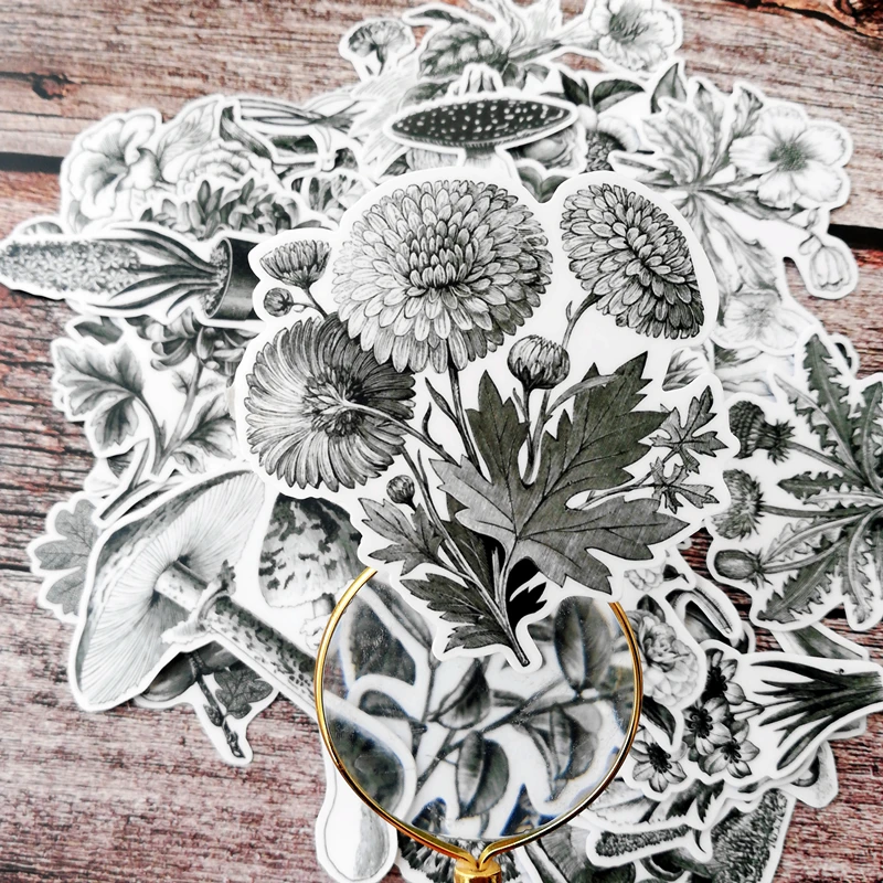 22 шт./упак. Винтаж черные растения гриб Стикеры DIY ремесло Скрапбукинг альбом