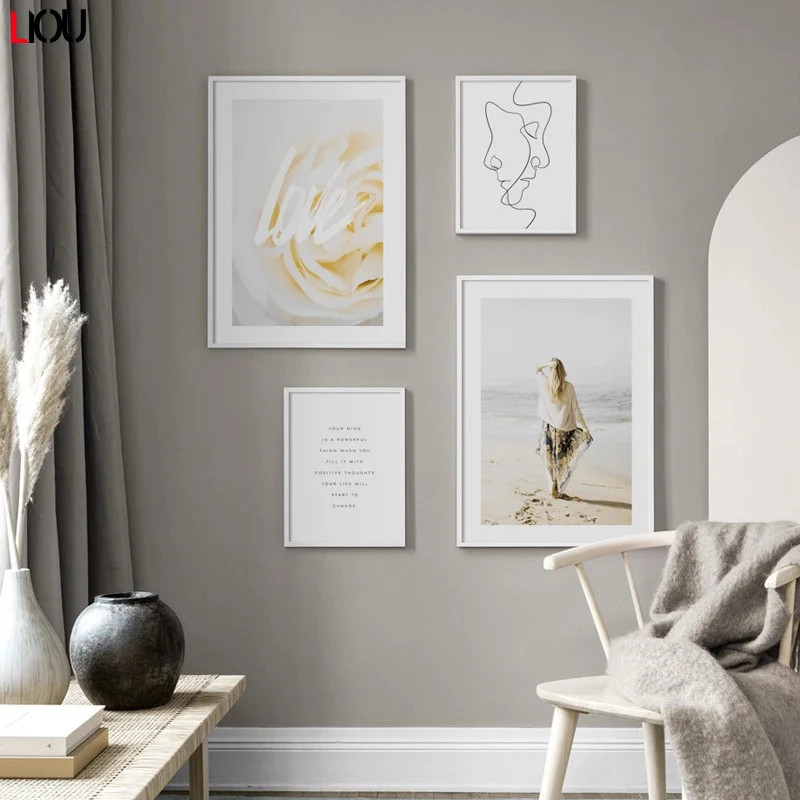 Настенная картина с изображением роз пляжа девушки цитаты настенная Картина на