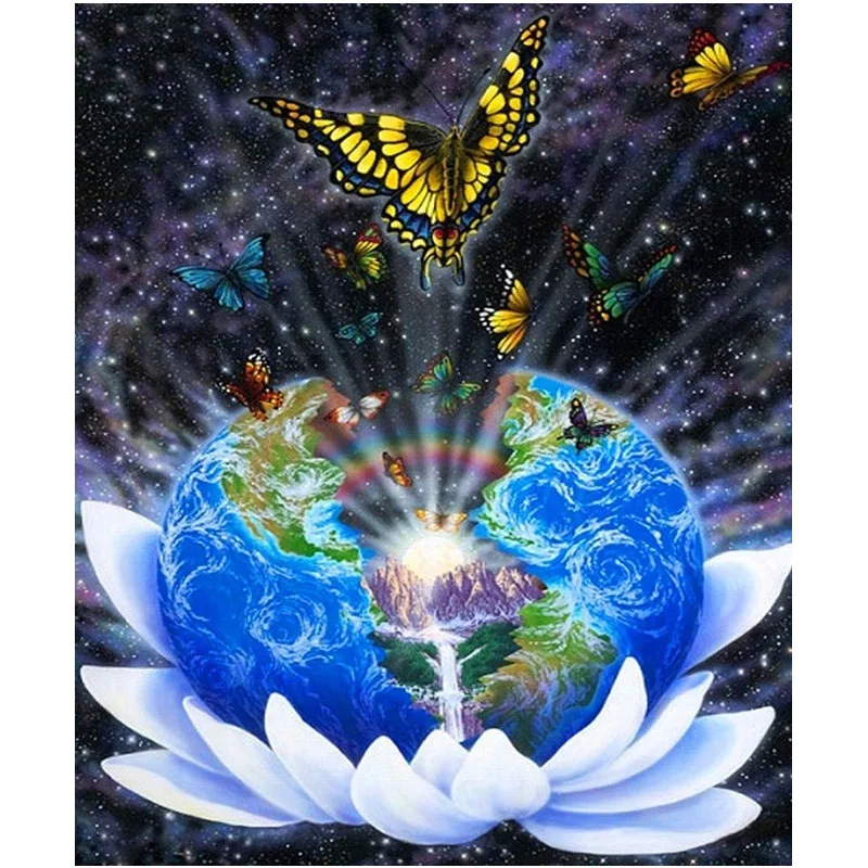 

LUOVIZEM Diamond Painting DIY Full Square/Round Drill Butterfly Earth Scenery Mosaic Embroidery Cross Stitch Home Decor Picture