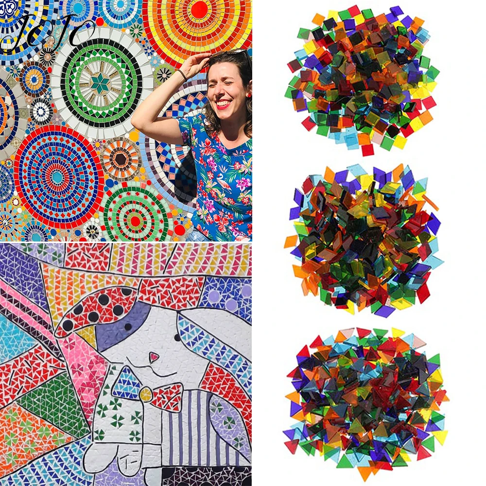 

JOJO BOWS DIY Handmade Mosaic Tiles Diamond Transparent Mixed Color Glass For Mosaic Crafts Supplies Puzzle Art Materials