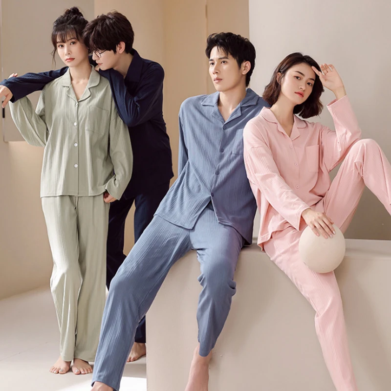 Winter 100% Cotton Pijama for Men Dormir Lounge Sleepwear Pyjamas Gray Bedgown Home Clothes Man's PJs Cotton Pajamas Bedroom Set