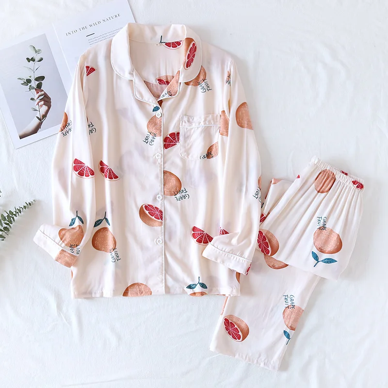 

Women 2PCS Pajamas Suit Casual Home Wear Long Sleeve Spring New Nightwear Print Sleep Set Intimate Lingerie Casual Homewear