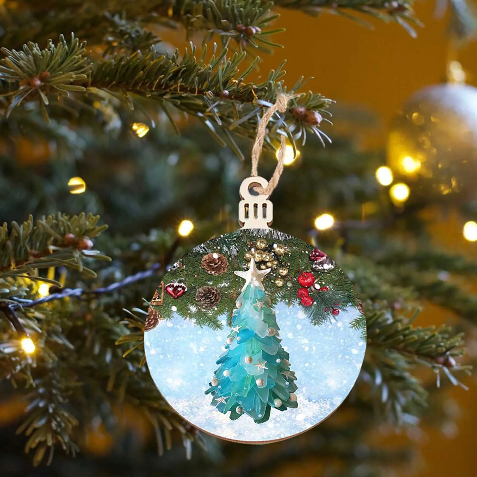 Забавная синяя шляпа с узором Санта Клауса акриловая подвеска украшения для