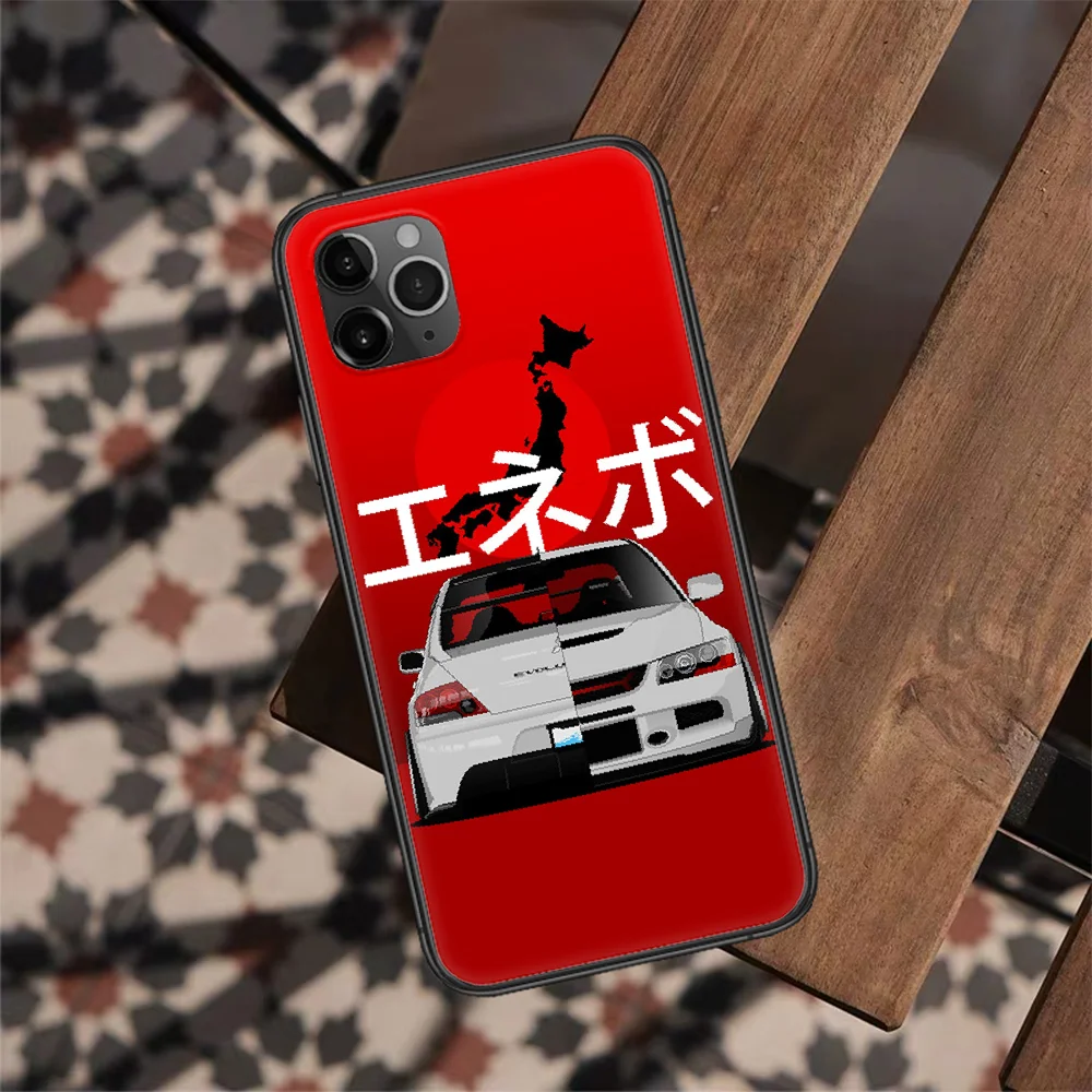 

M-Mitsubishi Car EVO Phone Case For Iphone 12 Mini 11 PRO XR X XS MAX 6 6s 7 8 Plus 4 5 5s SE 2020 black Shell Luxury Etui Trend