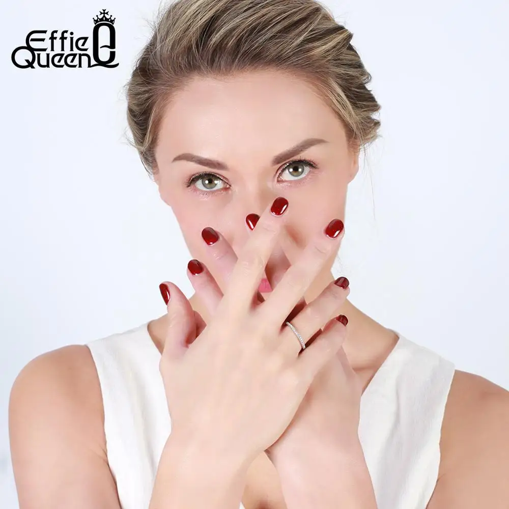 Effie queen, 925 пробы, серебряные, женские классические кольца на палец, кубический циркон, женские Свадебные обручальные кольца вечности, ювелирные изделия TSR63