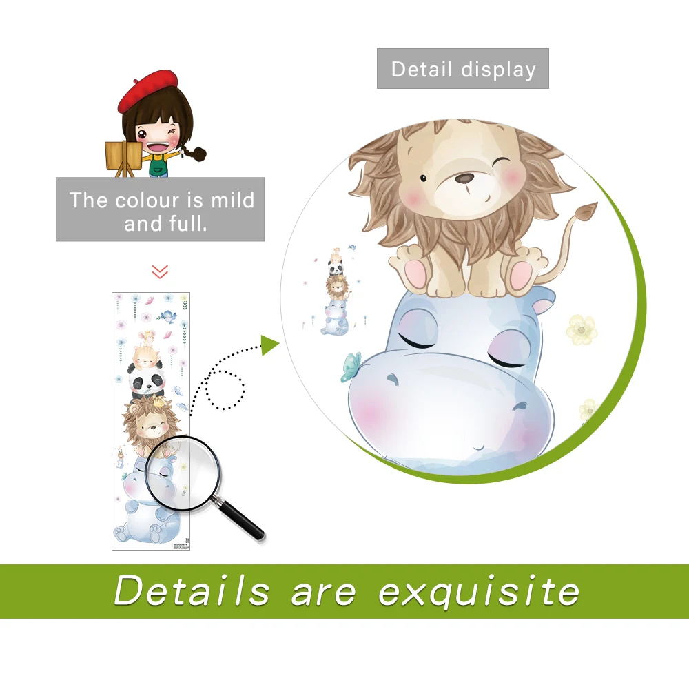 Стикеры для украшения стен в виде милых животных гиппопотам львом пандой