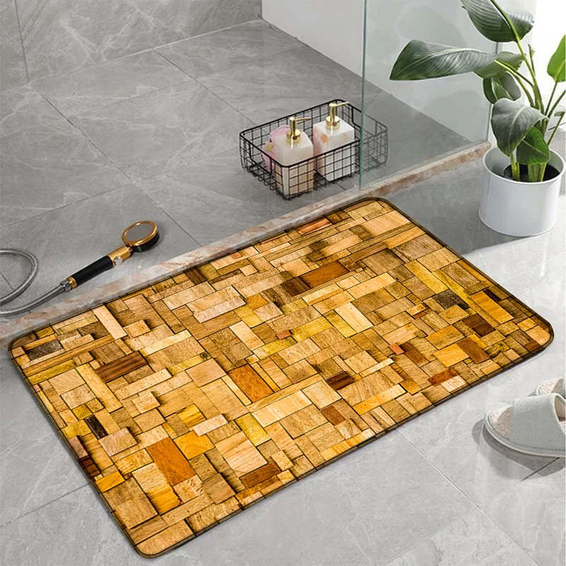 

Home Wood Grain Design Doormat Entrance Door Mat Bathroom Non-Slip Rug Interior Bedroom Absorbent Mat Kitchen Carpet Felpudo Mat