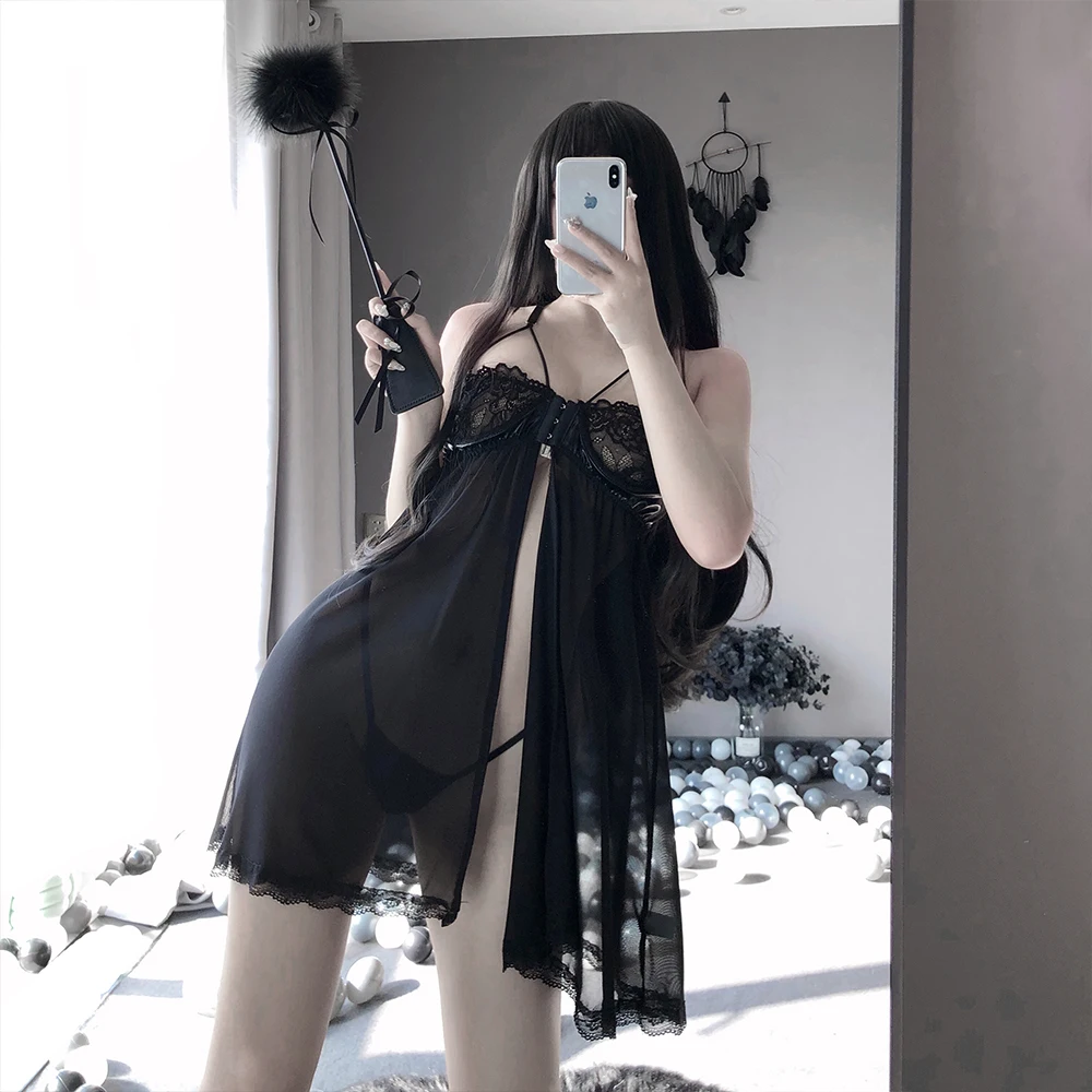 

Сексуальное женское нижнее белье, кружевное платье с оборками, халат, Прозрачное нижнее белье, одежда для сна, эротическая одежда
