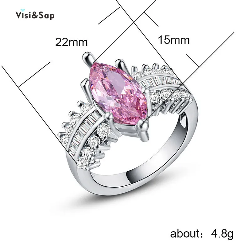 Visisap Очаровательная Женская обувь под розовая овальная форма циркон кольца для