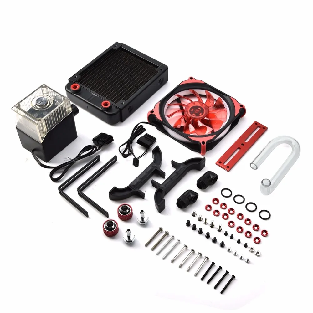 DIY PC Water Cooling Kit Liquid Computer Water-cooled Suit 120*120*25mm Fan Integrated Pump G1/4 Thread Row | Компьютеры и офис