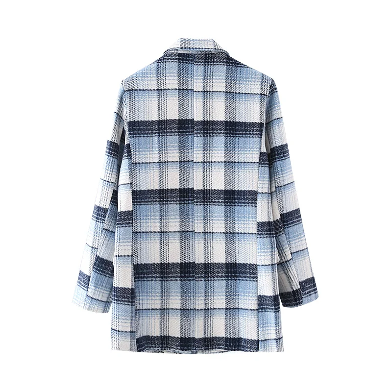 

Autumn Women ZA Plaid Coat classic Jacket Casual High Quality Warm Turn Down Collar Overcoat Fashion Long Sleeve Coats