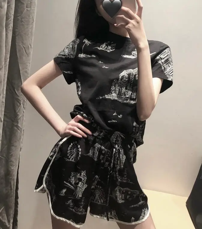 Женская футболка весна-лето 2019 новая с короткими рукавами контрастного цвета