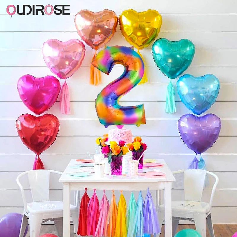 40 дюймов радужные цифры алюминиевые фольгированные шары украшение для дня