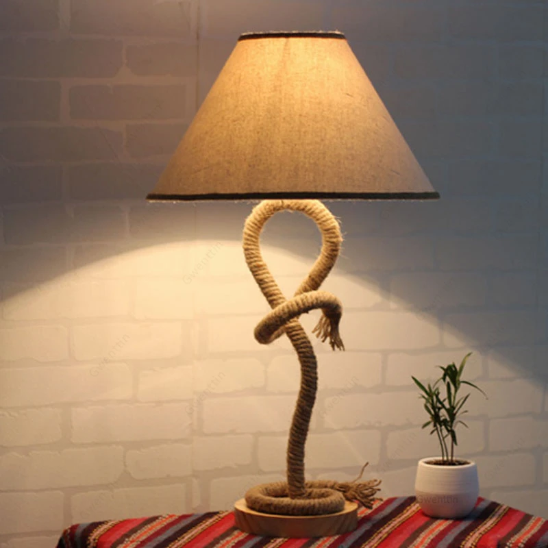 Пеньковая веревка настольная лампа Средиземноморский ретро домашний Декор