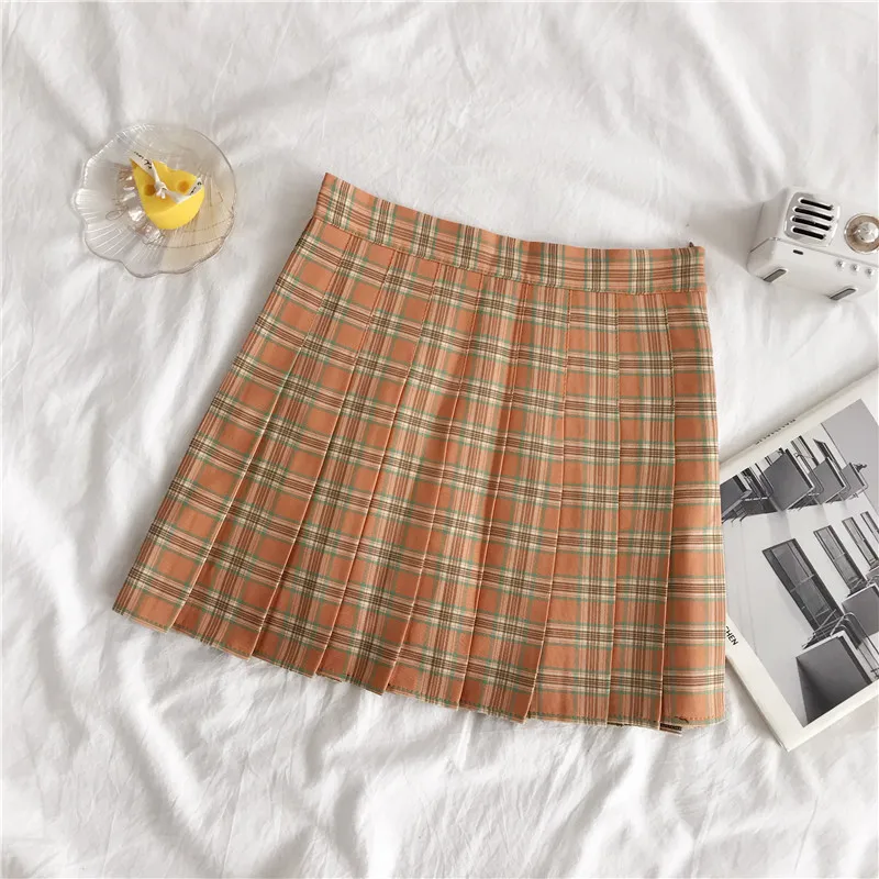 Женская юбка в клетку gonne donna летняя Клетчатая плиссированная мини-юбка с высокой