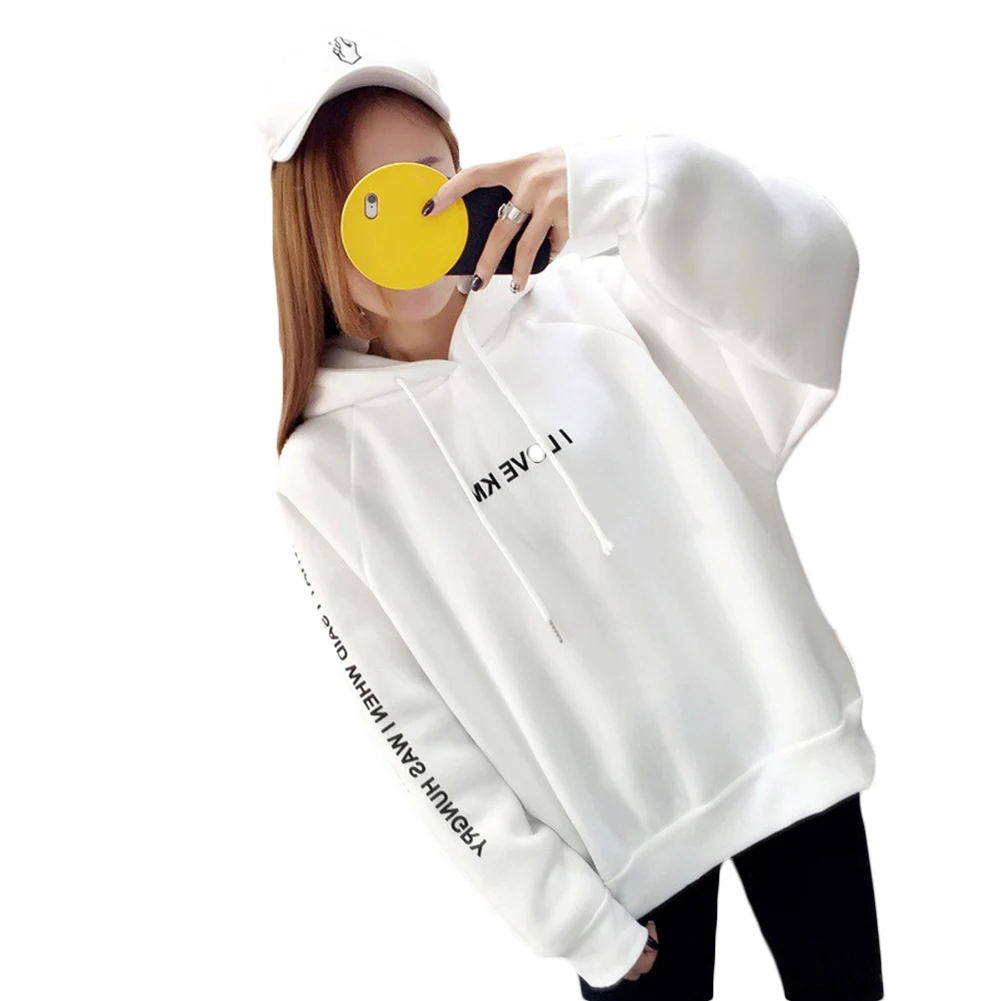 Women Hoodies Casual Letter Printed Hooded Autumn Sweatshirts Fashion Drawstring Long Sleeve Female Pullover Plus Size толстовка
