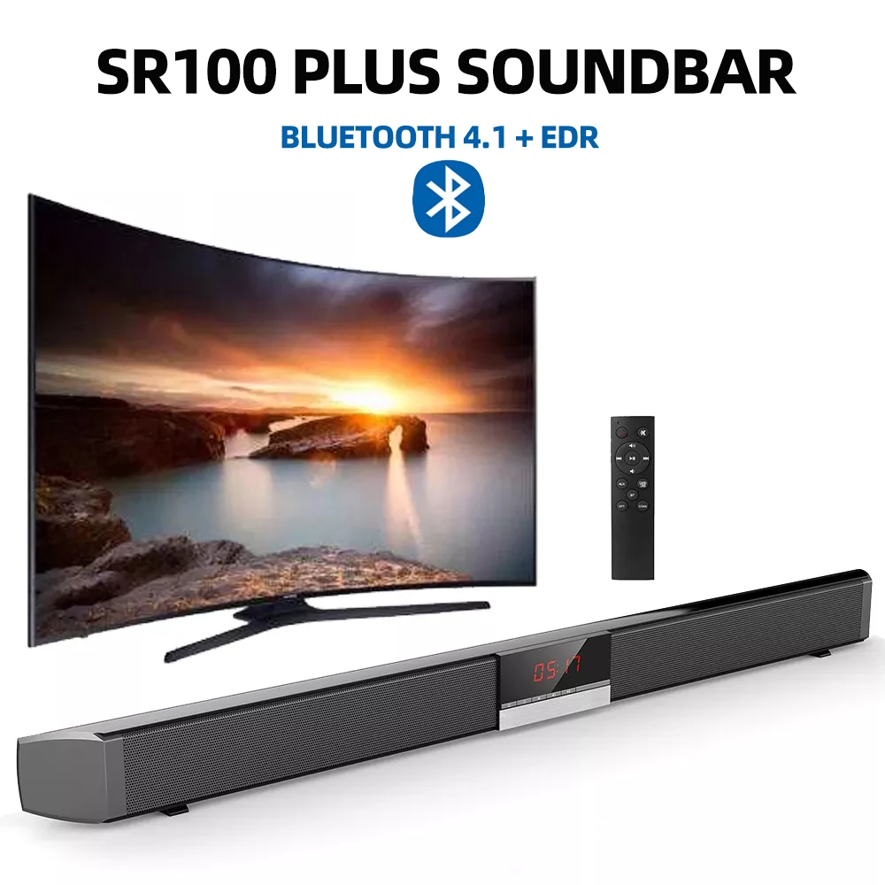 

SR100 Plus Bluetooth Soundbar Home TV Speaker Wireless Subwoofer Remote Control Stereo Surround Sound Speakers for Home Theater