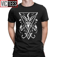 sigil of lucifer and baphomet t shirt for men pure cotton hipster t shirts crewneck tees short sleeve tops gift idea