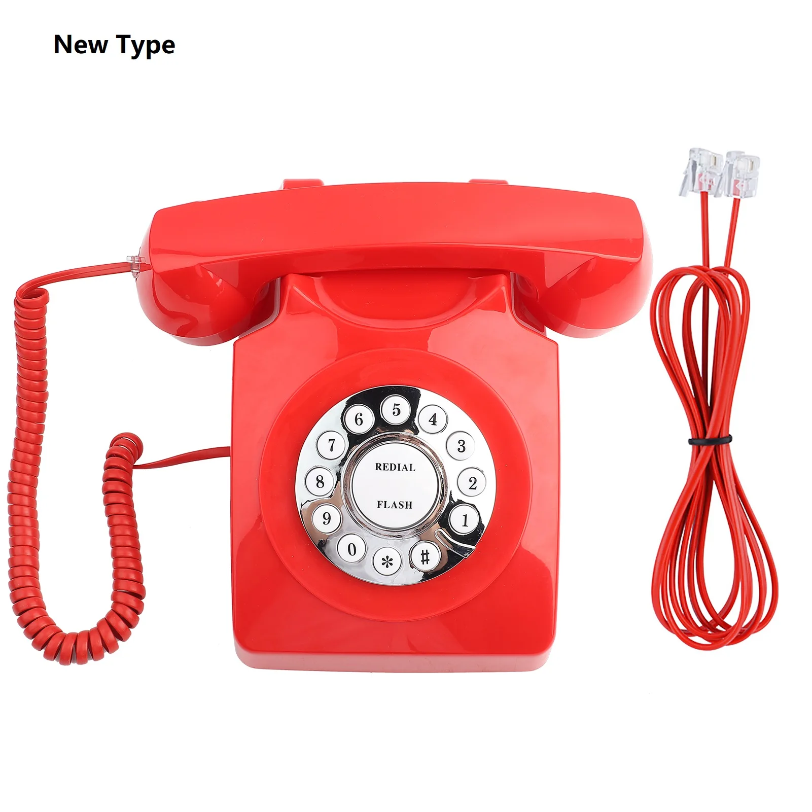 Стационарный ретро телефон с кнопочным циферблатом настольный проводной