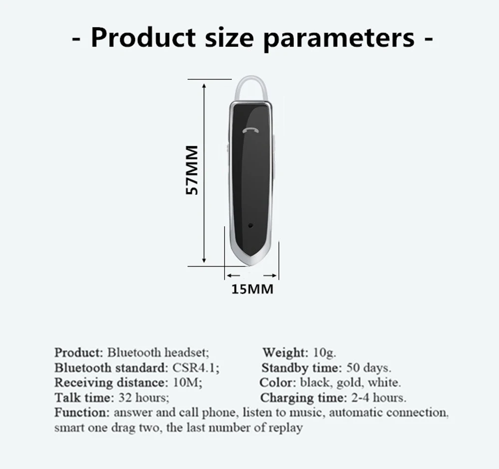 ANRY Bluetooth беспроводные деловые наушники Hands Free с микрофоном для офиса/бизнеса/тренировки/водителя/грузовика
