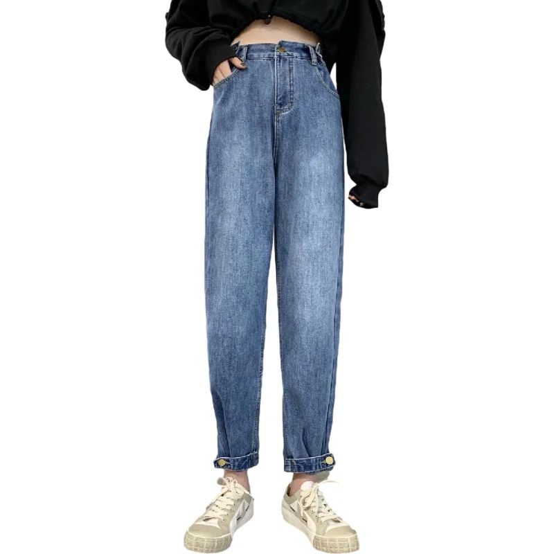 

New Soft High Waist Women'S Trousers Denim Loose Streetwear Jean Vintage Full Girls Jeans Woman Pants Harem Femme Pantalon Mujer