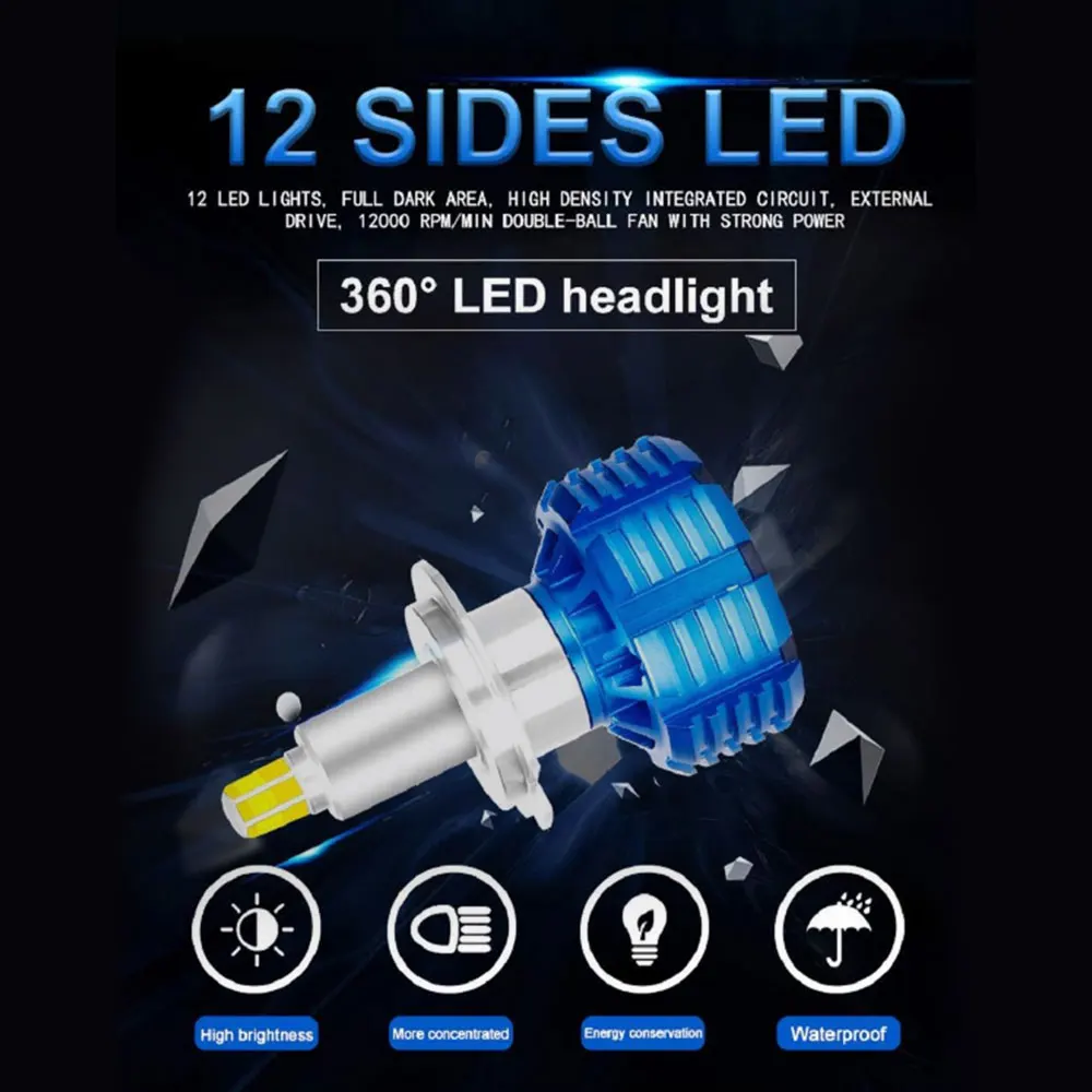 2 шт./компл. супер яркий автомобиль светодиодный фары для C6 H1 H3 H7 H11 6500K 15000LM 38 Вт 9-100V