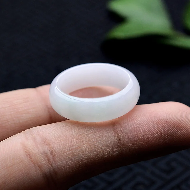 

(certificate) Women's Finger Ring Natural White Grade AAA Jadeite Jade Rings Gift For Women Fashion Accessories Jewellery