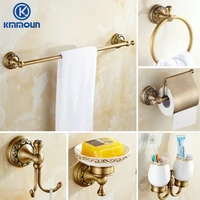 antique brass brushed bathroom accessories towel shelf towel bar paper holder cloth hook soap dish cup holder toilet holder