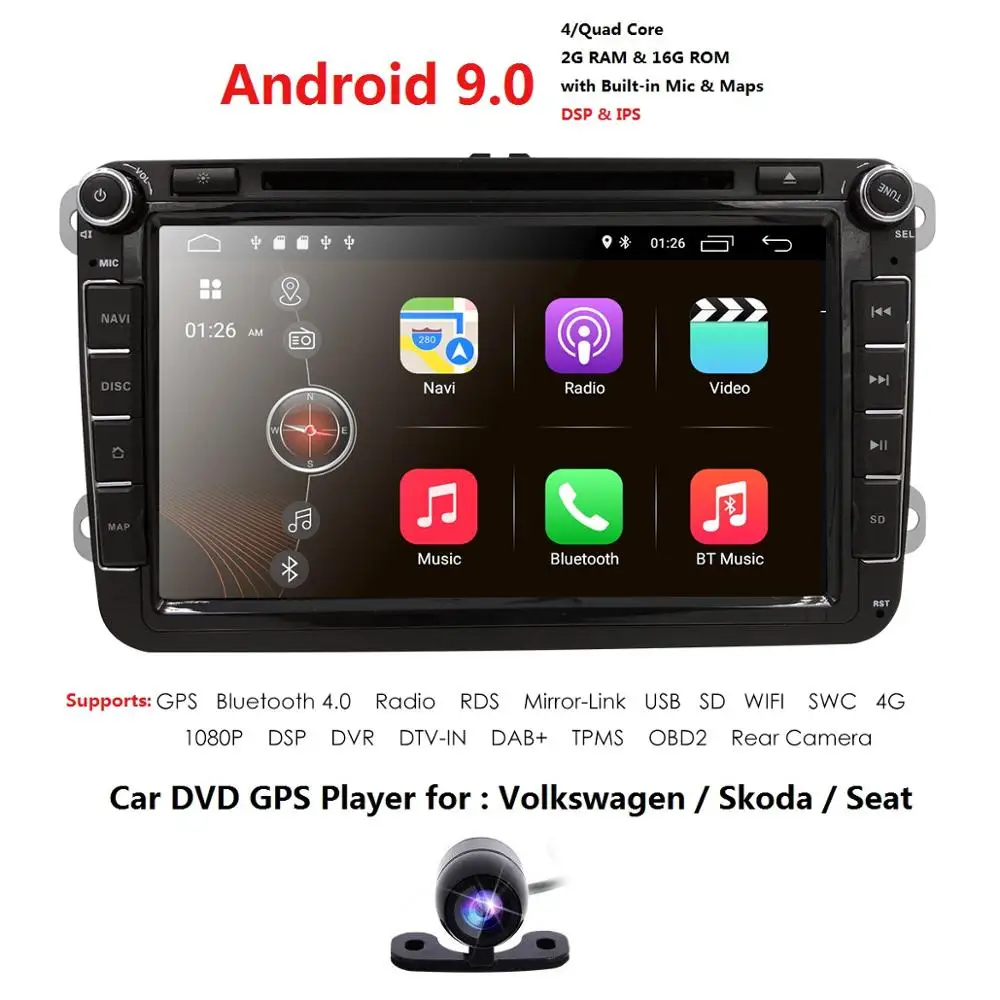 Новинка! Hizpo 8 &quotAndroid 9 0 Navigaton Автомобильный мультимедийный плеер для Seat Altea Skoda