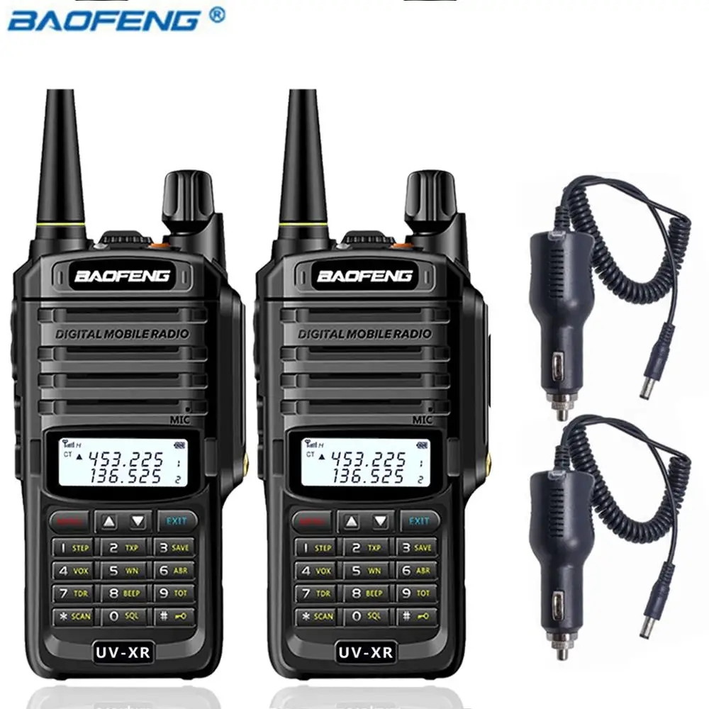 add car charger 2 шт. Baofeng UV-XR 10 Вт Высокая мощность IP67 Водонепроницаемый двухстороннее радио Двухдиапазонная портативная рация для охоты, пешего туризма, дождя - Цвет: add car charger