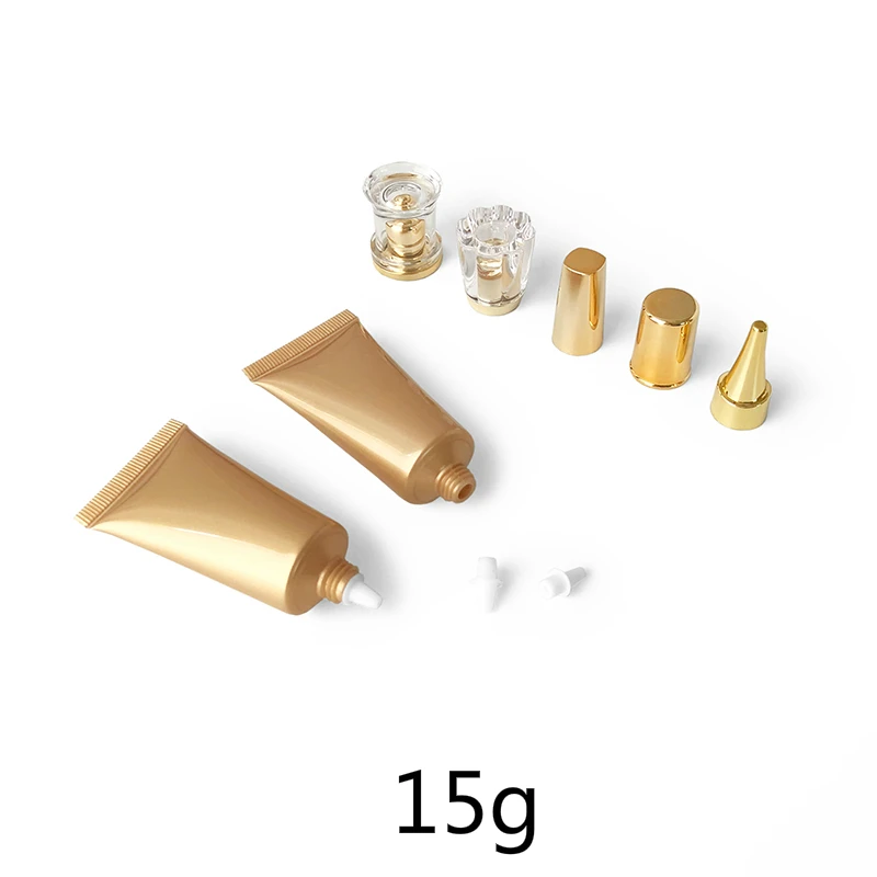 

15ml Pearl Gold Refillable Cosmetic Bottle 15g Empty Plastic Travel Packaging Beauty Eye Cream Serum Container Lotion Soft Tube