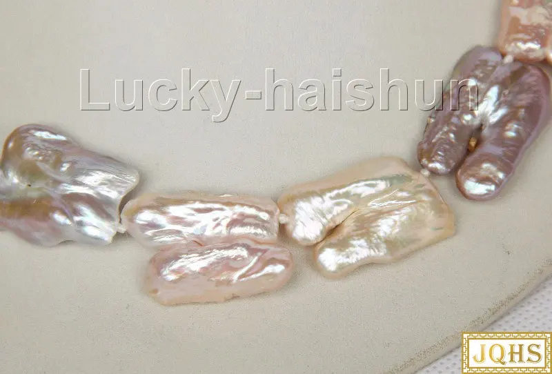 

natural 17" 30mm baroque purple pink Reborn keshi pearls beads Strand knotted necklace j10010