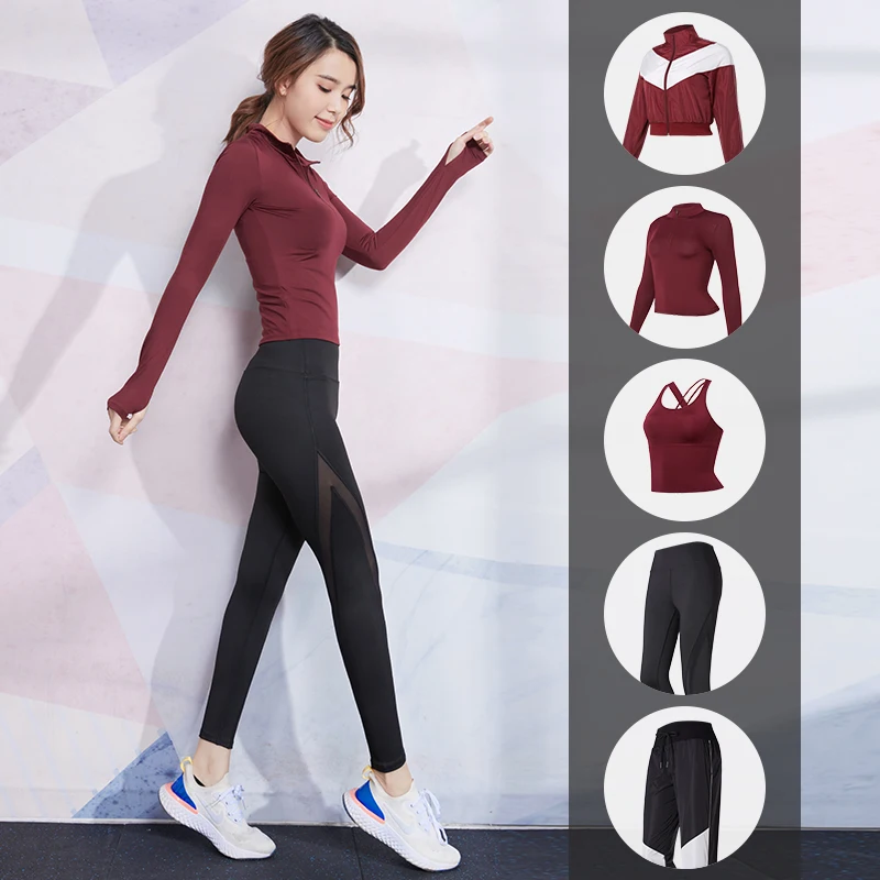 Женские спортивные костюмы для йоги фитнеса тренажерного зала комплекты одежды
