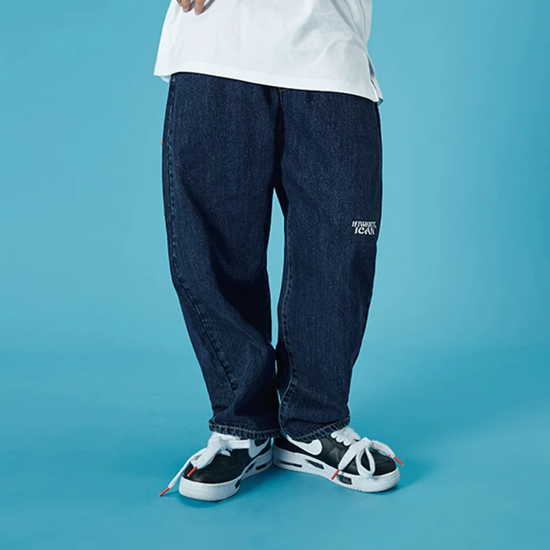 

Children's Clothing Japanese Letter Print Jeans Personality Children's Radish Pants In The Big Children's Tide Brand Pants