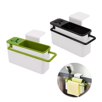 self draining sink aid organizer brush sponge cleaning cloth holder kitchen storage draining rack black green