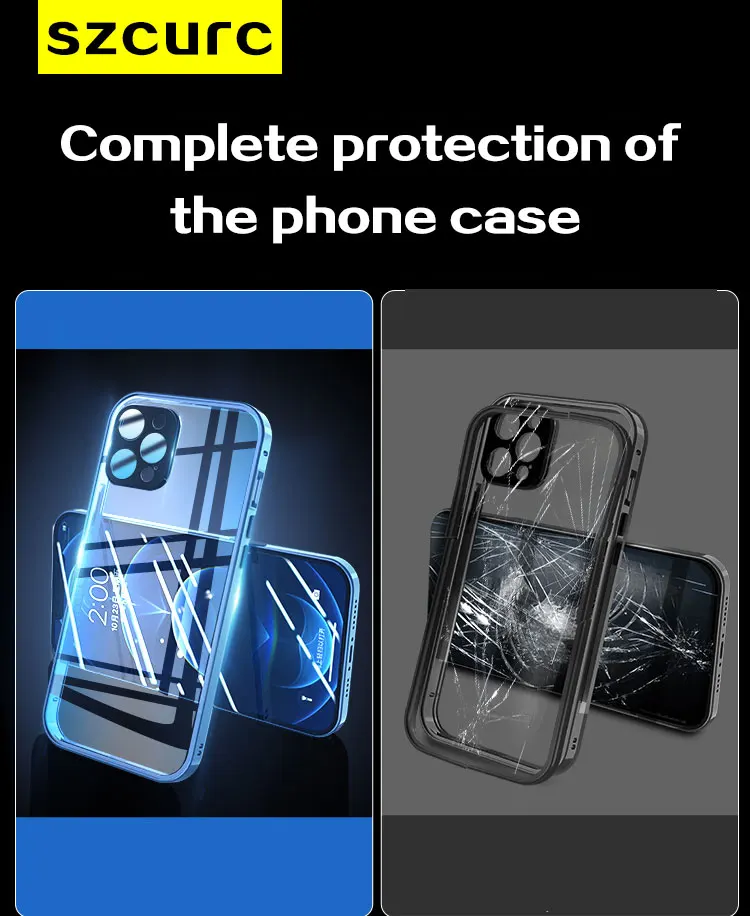 Funda para iPhone 13 Pro Max Funda de tel&eacute;fono de vidrio templado de adsorci&oacute;n magn&eacute;tica, protecci&oacute;n completa de 360 &deg;, para iPhone 13 Mini-2