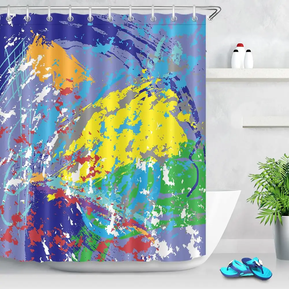

Shower Curtain, Bathroom Curtains-Graffiti,Colorful,Paiting,Wter Color